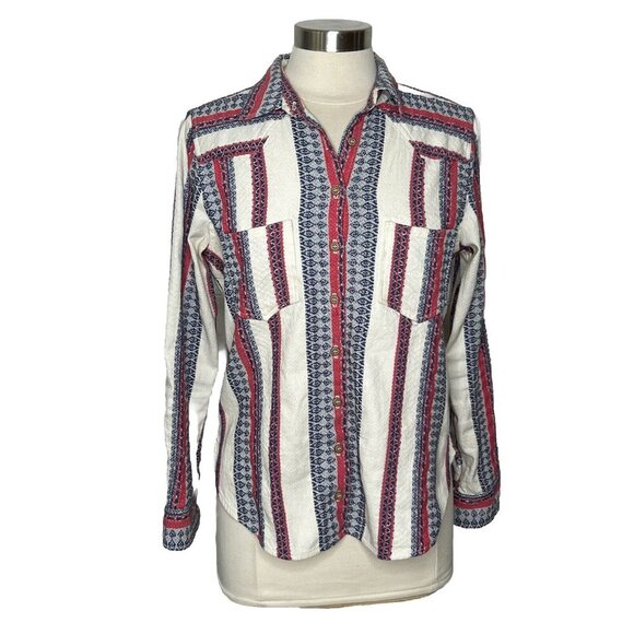 Xirena Aynsley Shirt XS Womens Striped Button Front Long Sleeves Western - Picture 1 of 8